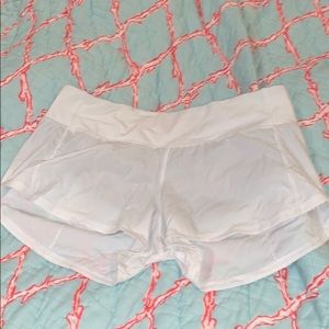 White Lululemon Speed Up 2.5 Shorts